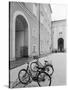 Bicycles in the Domplatz, Salzburg, Austria-Walter Bibikow-Stretched Canvas