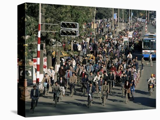 Bicycles in the Rush Hour, Kunming, Yunnan Province, China-Alain Evrard-Stretched Canvas