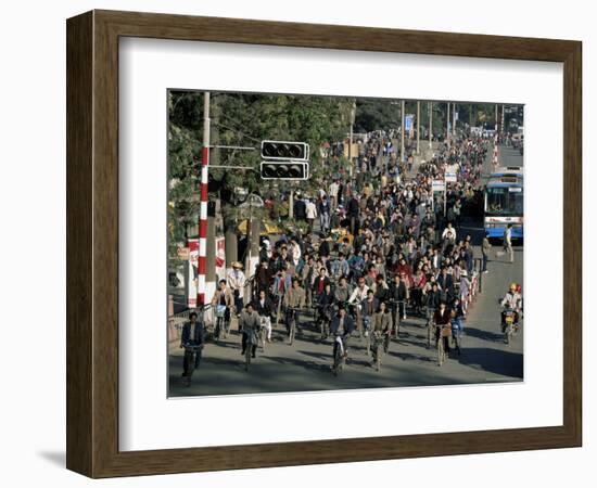 Bicycles in the Rush Hour, Kunming, Yunnan Province, China-Alain Evrard-Framed Photographic Print