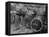 Bicycles Leaning Against the Concrete Wall-Carl Mydans-Framed Stretched Canvas
