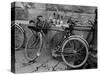 Bicycles Leaning Against the Concrete Wall-Carl Mydans-Stretched Canvas