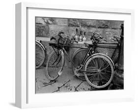 Bicycles Leaning Against the Concrete Wall-Carl Mydans-Framed Photographic Print