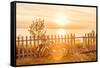 Bicycles Leaning on a Fence by the Beach-soupstock-Framed Stretched Canvas