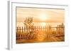 Bicycles Leaning on a Fence by the Beach-soupstock-Framed Photographic Print