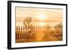 Bicycles Leaning on a Fence by the Beach-soupstock-Framed Photographic Print