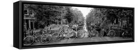 Bicycles on Bridge over Canal, Amsterdam, Netherlands-null-Framed Stretched Canvas