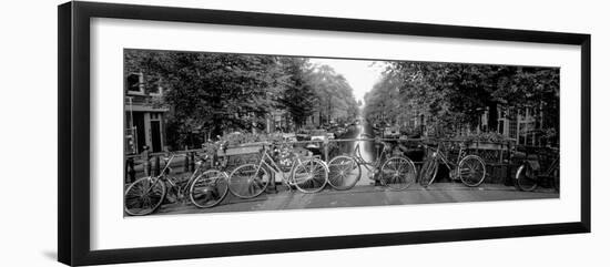 Bicycles on Bridge over Canal, Amsterdam, Netherlands-null-Framed Photographic Print