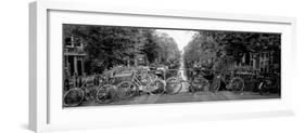 Bicycles on Bridge over Canal, Amsterdam, Netherlands-null-Framed Photographic Print