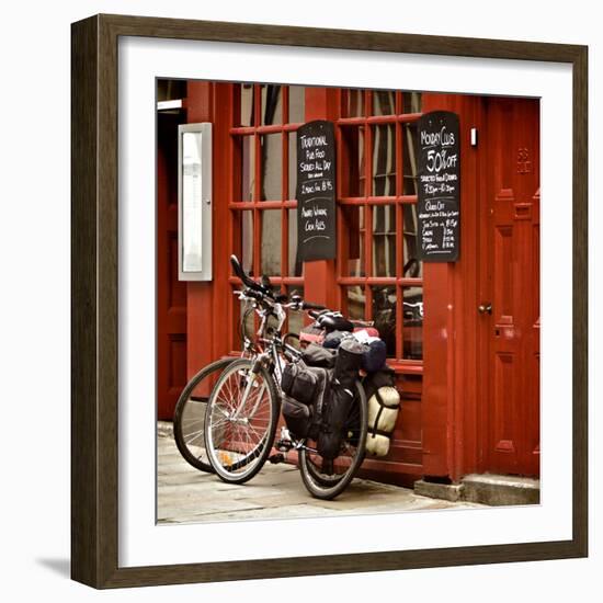 Bicycles on the British Pub, Durham, United Kingdom-Vividrange-Framed Photographic Print