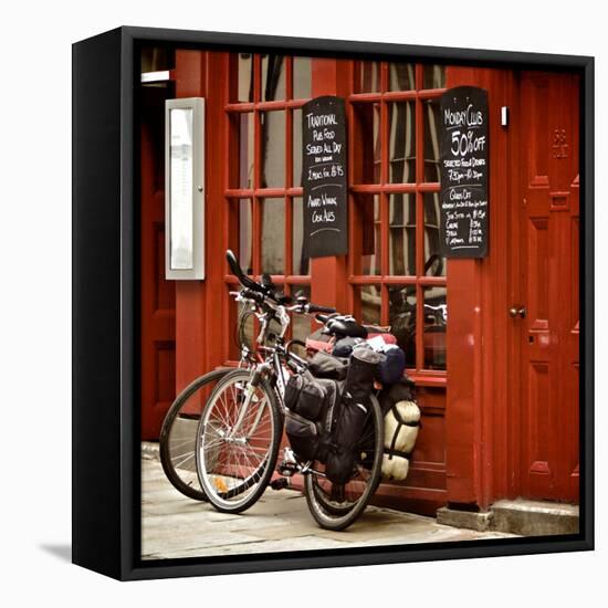Bicycles on the British Pub, Durham, United Kingdom-Vividrange-Framed Stretched Canvas