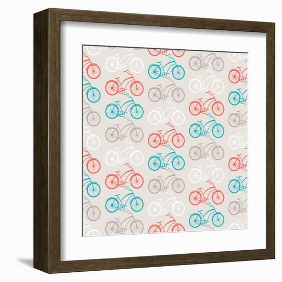 Bicycles Seamless Pattern In Retro Style-incomible-Framed Art Print