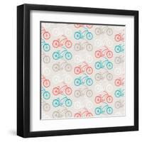 Bicycles Seamless Pattern In Retro Style-incomible-Framed Art Print