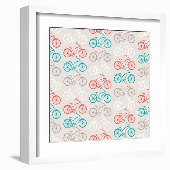 Bicycles Seamless Pattern In Retro Style-incomible-Framed Art Print