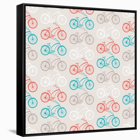 Bicycles Seamless Pattern In Retro Style-incomible-Framed Stretched Canvas