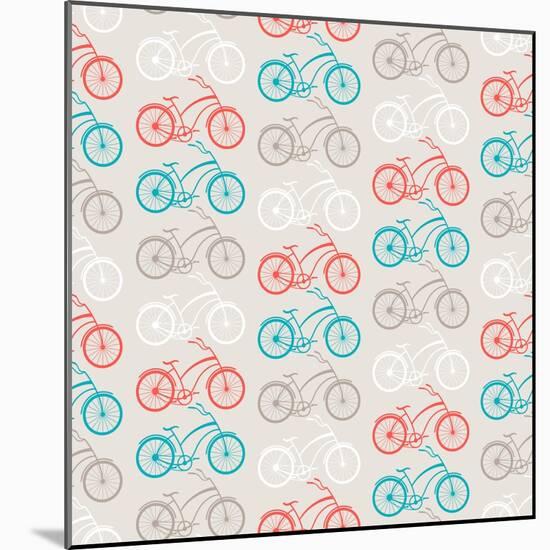 Bicycles Seamless Pattern In Retro Style-incomible-Mounted Art Print