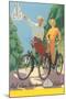Bicycling German Couple-null-Mounted Art Print