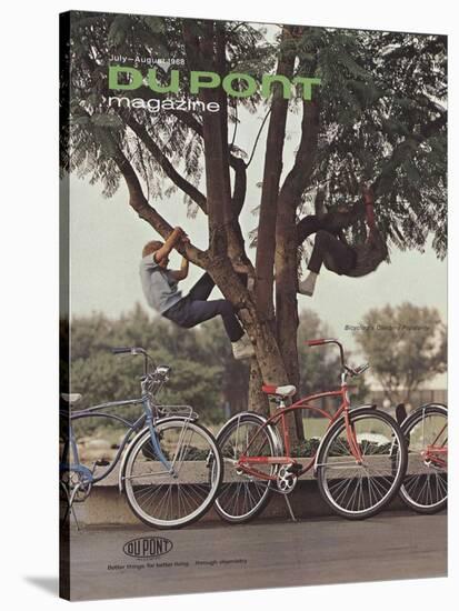 Bicycling's Climbing Popularity, Front Cover of 'The Du Pont Magazine', July-August 1968-null-Stretched Canvas