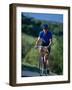 Bicyclist on Road, Napa Valley, CA-Robert Houser-Framed Photographic Print