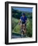 Bicyclist on Road, Napa Valley, CA-Robert Houser-Framed Photographic Print