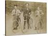 Bicyclists Posing on Path-null-Stretched Canvas