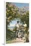 Bicyclists with Oleanders, Bermuda-null-Framed Art Print