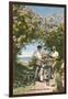 Bicyclists with Oleanders, Bermuda-null-Framed Art Print