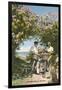 Bicyclists with Oleanders, Bermuda-null-Framed Art Print