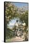 Bicyclists with Oleanders, Bermuda-null-Framed Stretched Canvas