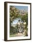 Bicyclists with Oleanders, Bermuda-null-Framed Art Print