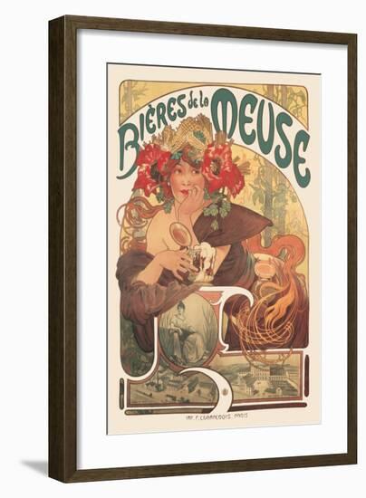 Bieres de La Meuse-Alphonse Mucha-Framed Premium Giclee Print