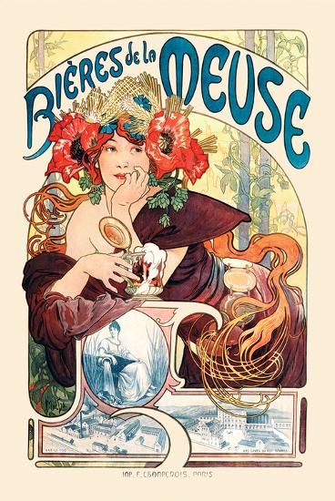 Bieres De La Meuse-Alphonse Mucha-Lamina Framed Poster