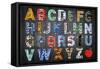 Big Alphabet-Design Turnpike-Framed Stretched Canvas