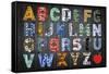 Big Alphabet-Design Turnpike-Framed Stretched Canvas