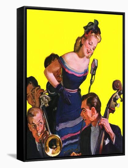 "Big Band and Songstress,"April 15, 1939-Emery Clarke-Framed Stretched Canvas