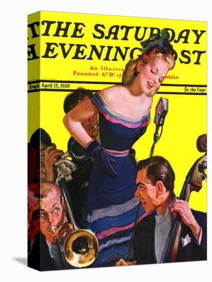 "Big Band and Songstress," Saturday Evening Post Cover, April 15, 1939-Emery Clarke-Stretched Canvas