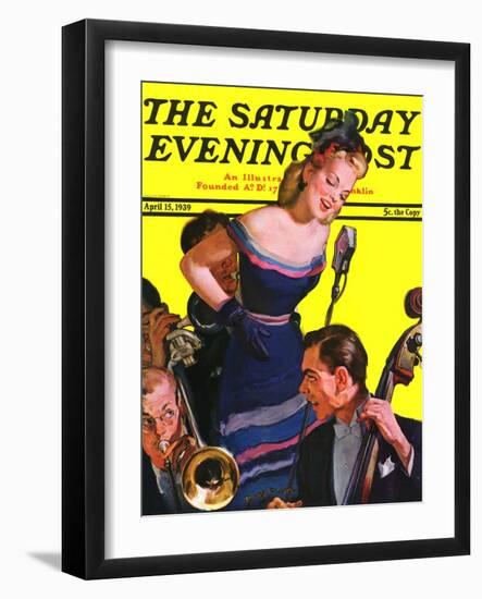 "Big Band and Songstress," Saturday Evening Post Cover, April 15, 1939-Emery Clarke-Framed Premium Giclee Print
