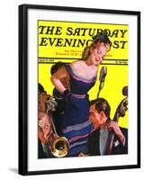 "Big Band and Songstress," Saturday Evening Post Cover, April 15, 1939-Emery Clarke-Framed Giclee Print