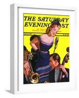 "Big Band and Songstress," Saturday Evening Post Cover, April 15, 1939-Emery Clarke-Framed Giclee Print