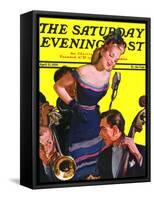 "Big Band and Songstress," Saturday Evening Post Cover, April 15, 1939-Emery Clarke-Framed Stretched Canvas