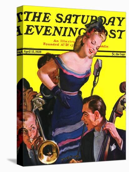 "Big Band and Songstress," Saturday Evening Post Cover, April 15, 1939-Emery Clarke-Stretched Canvas