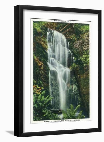 Big Basin, California - Berry Creek Falls Scene-Lantern Press-Framed Art Print