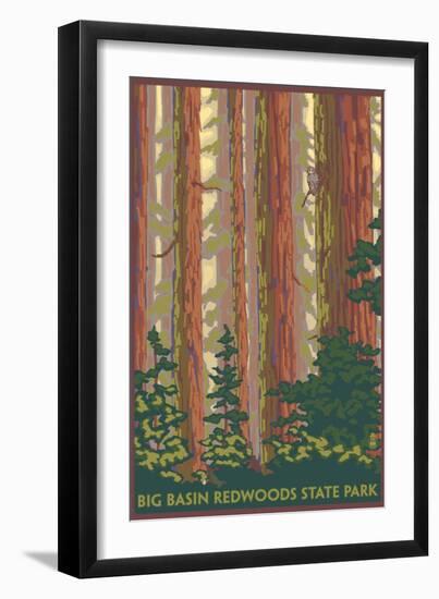 Big Basin Redwoods State Park - Forest View-Lantern Press-Framed Art Print