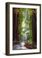 Big Basin Redwoods State Park - Pathway in Trees-Lantern Press-Framed Art Print