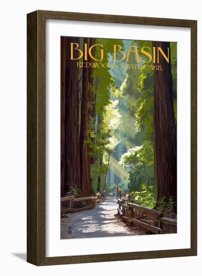 Big Basin Redwoods State Park - Pathway in Trees-Lantern Press-Framed Art Print