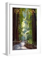 Big Basin Redwoods State Park - Pathway in Trees-Lantern Press-Framed Art Print