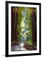 Big Basin Redwoods State Park - Pathway in Trees-Lantern Press-Framed Art Print