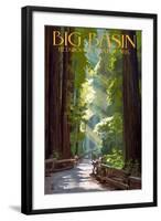 Big Basin Redwoods State Park - Pathway in Trees-Lantern Press-Framed Art Print