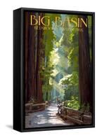 Big Basin Redwoods State Park - Pathway in Trees-Lantern Press-Framed Stretched Canvas