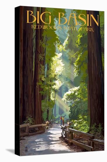 Big Basin Redwoods State Park - Pathway in Trees-Lantern Press-Stretched Canvas