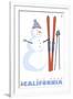 Big Bear, California, Snowman with Skis-Lantern Press-Framed Art Print